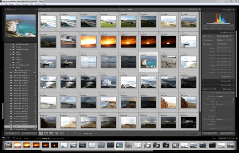 Lightroom catalog of bracketed sets, not grouped into stacks