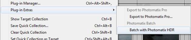 Accessing the HDR Batch plugin from the File menu