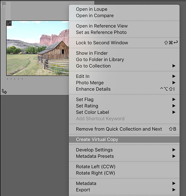 Lightroom’s Create Virtual Copy dialogue box